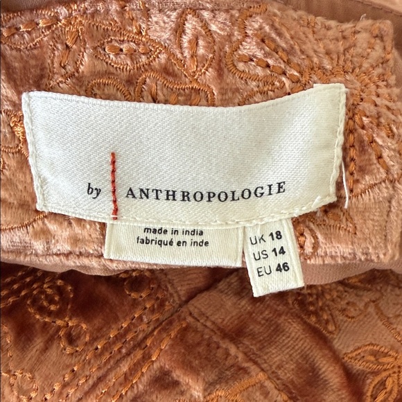 Anthropologie Embroidered Copper velvet dress size 14
Lucie Velvet Embroidered - Picture 5 of 14